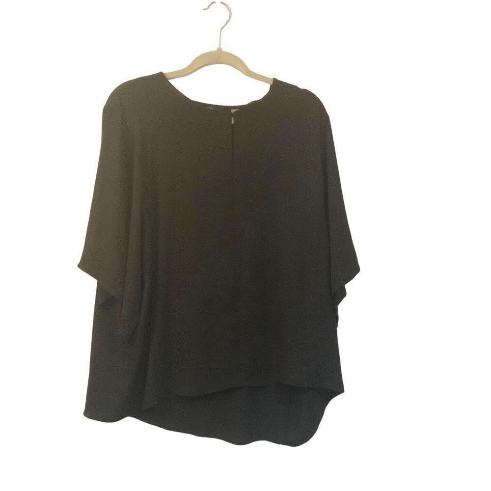 Tahari Woman sheer black short sleeve gauzy flowy blouse size 1X